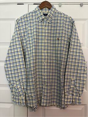 Ralph Lauren Yellow & Blue Plaid Button-Down Shirt, XXL